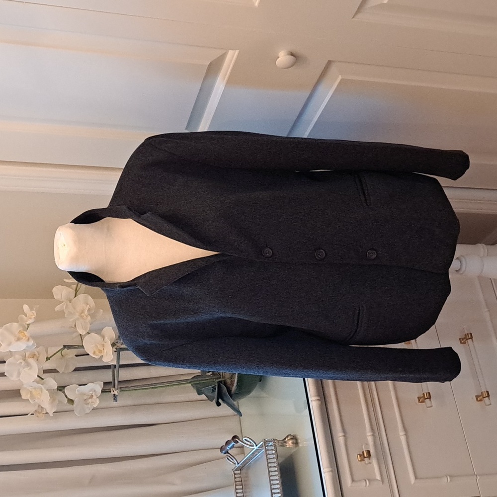 Ralph Ralph Lauren Womens Heathered Grey Wool Blend Blazer‎ Lined Pockets S-LG